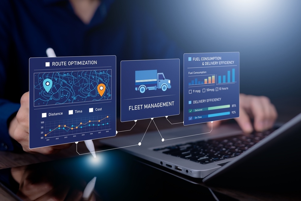 ABOX-5210 fanless computer integrated into fleet management systems with 10x GbE LAN and patented internal battery for real-time vehicle diagnostics.